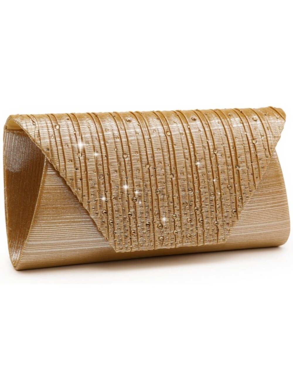 Women’s Gold Clutch Purse With Detachable Chain Wedding Formal Evening Bag